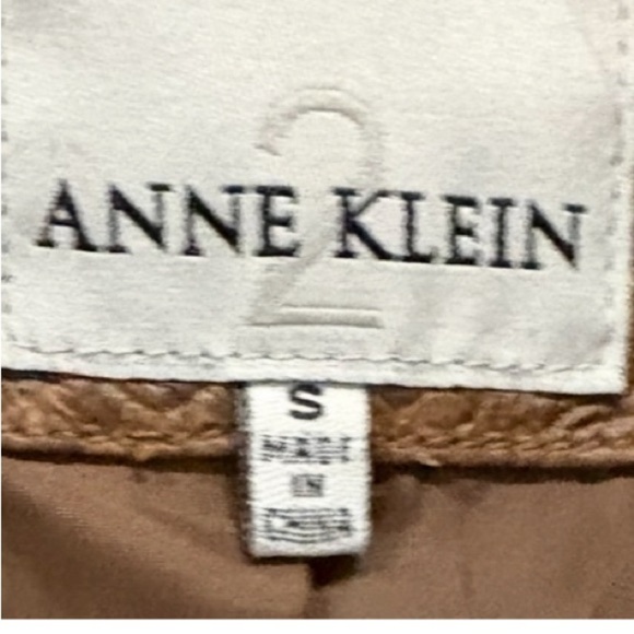 Anne Klein croc embossed 100% leather jacket size sm cognac button front pockets - Picture 4 of 10